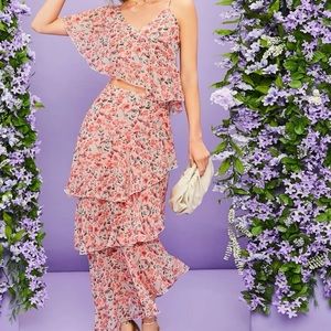 Pink floral matching set